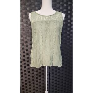 Forgotten Grace Green Tank Top Sleeveless Shirt Lace Size Large